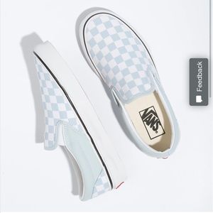 Girls Light Blue Checkered Vans